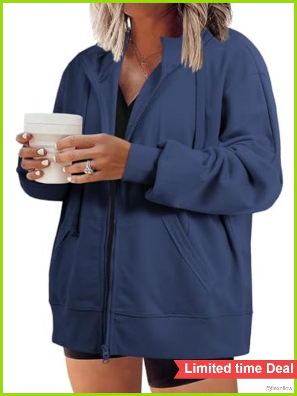 Women's Plus Size Zip Up Hoodie Oversized Long Sleeve Full Zip Sweatshirt